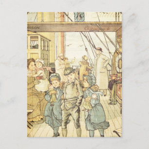 Victorian Children Storybook Vintage Ship Collage Postcard