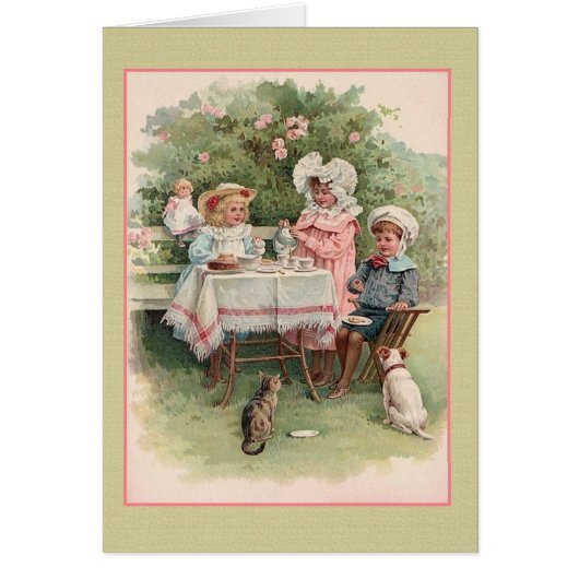 Victorian Children Tea Party Note Card (Front)