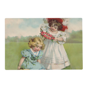 Victorian Children Vintage Summer Girls Garden Placemat