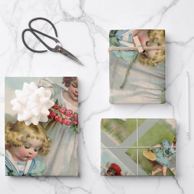 Victorian Children Wrapping Paper Sheets (Front)