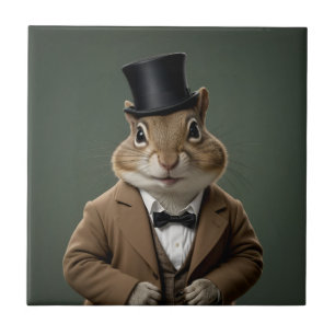 Victorian Chipmunk Ceramic Tile