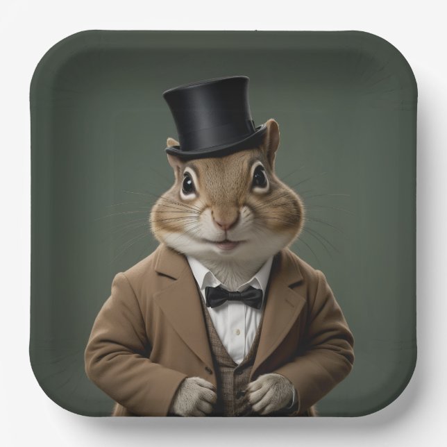 Victorian Chipmunk Paper Plates (Front)