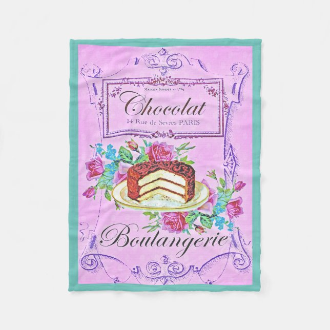 Victorian chocolate cake pastry shop purple teal fleece blanket (Front)