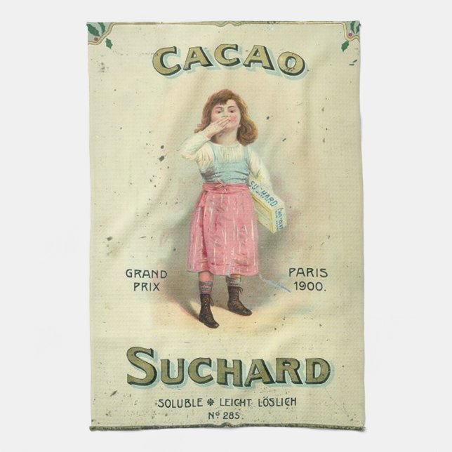 Victorian Chocolate Kiss Girl Sugar Kitchen Towel (Vertical)