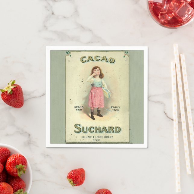 Victorian Chocolate Kiss Girl Sugar Napkins (Insitu)