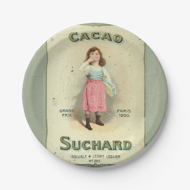 Victorian Chocolate Kiss Girl Sugar Paper Plates (Front)