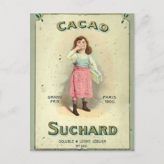 Victorian Chocolate Kiss Girl Sugar Postcard (Front)
