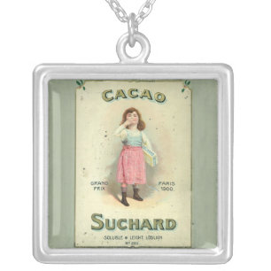Victorian Chocolate Kiss Girl Sugar Silver Plated Necklace