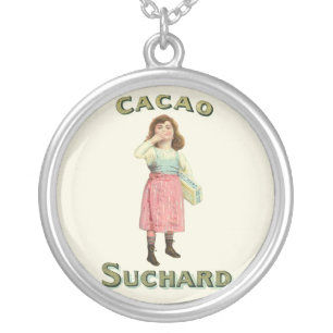 Victorian Chocolate Kiss Girl Sugar Silver Plated Necklace