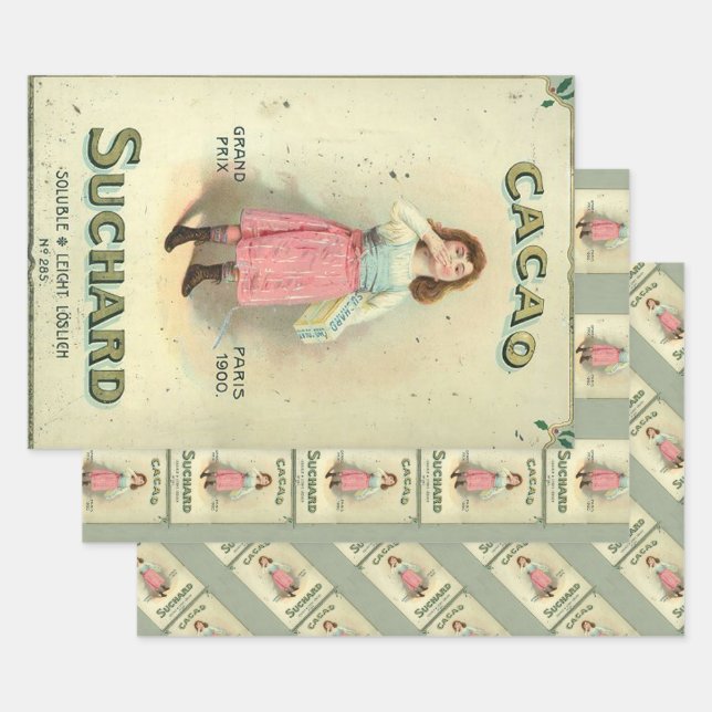 Victorian Chocolate Kiss Girl Sugar Wrapping Paper Sheets (Set)