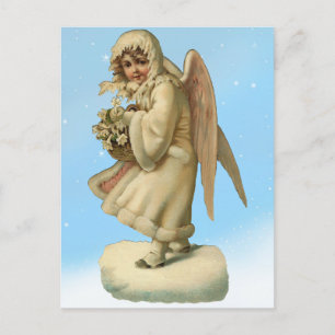 Victorian Christmas Angel Girl Holiday Postcard