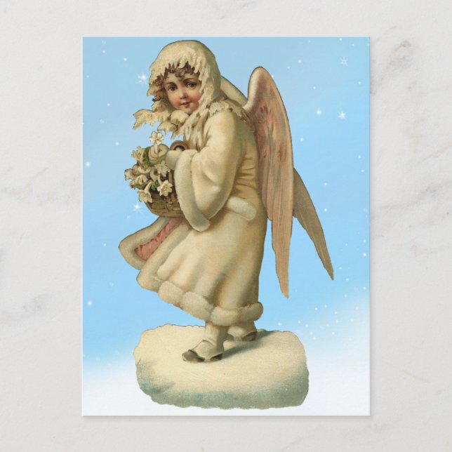 Victorian Christmas Angel Girl Holiday Postcard (Front)