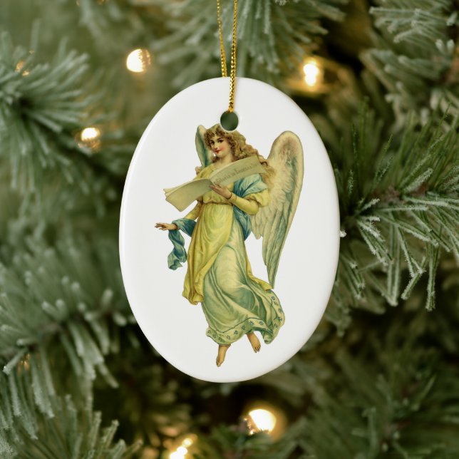 Victorian Christmas Angel, Gloria in Excelsis Deo Ceramic Ornament (Tree)