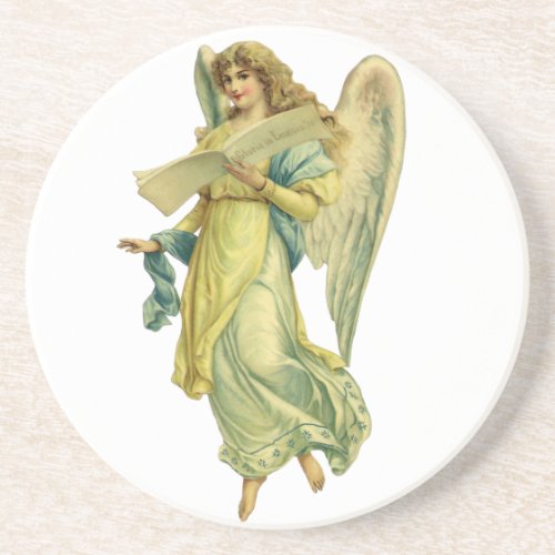 Victorian Christmas Angel Gloria in Excelsis Deo Coaster