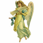 Victorian Christmas Angel, Gloria in Excelsis Deo Statuette<br><div class="desc">Vintage illustration religious Merry Christmas holiday image featuring an angel; Victorian Era die cut. Gloria in Excelsis Deo is Latin for Glory to the God in the Highest. This musical hymn is also known as the Greater Doxology or the Angelic Hymn. This beautiful angel with wings is holding the hymn...</div>