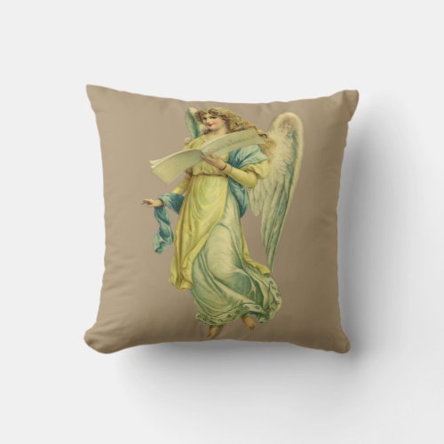 Victorian Christmas Angel Gloria in Excelsis Deo Throw Pillow