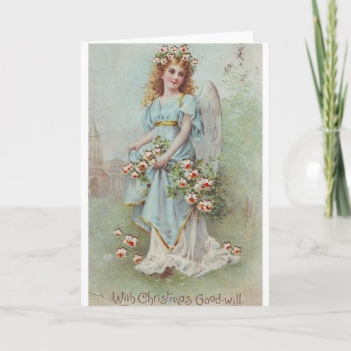 Victorian Christmas Angel Greeting Card