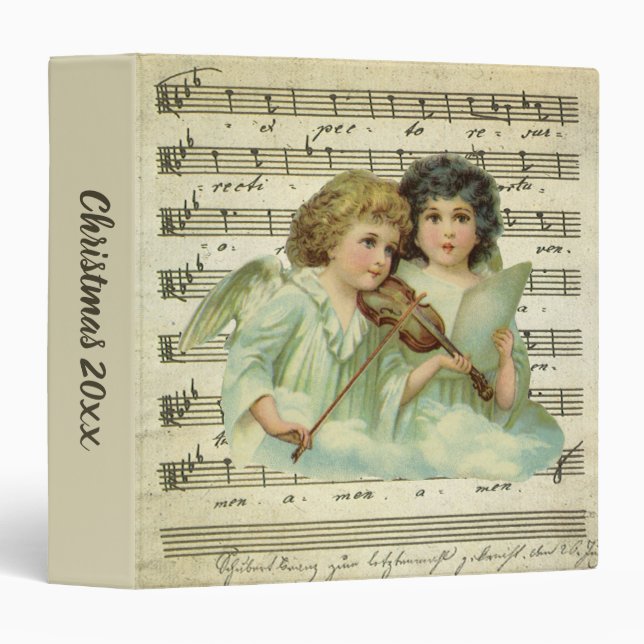 Victorian Christmas Angels Violin and Sheet Music 3 Ring Binder (Front/Spine)