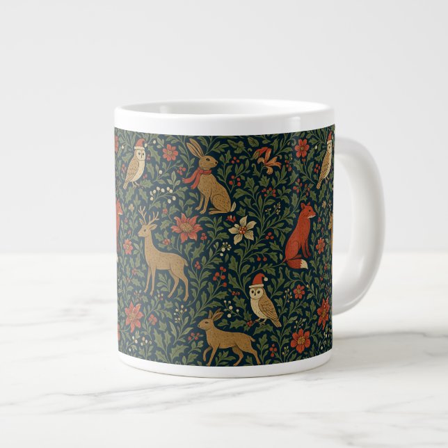 Victorian Christmas Animal & Botanical  Giant Coffee Mug (Front Right)