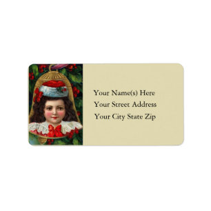 Victorian Christmas Bell Vintage Address Label