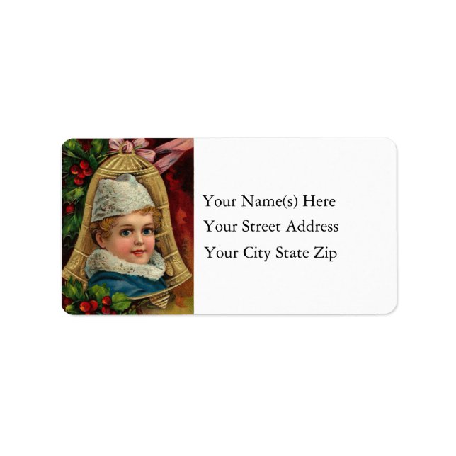 Victorian Christmas Bell Vintage Address Label (Front)