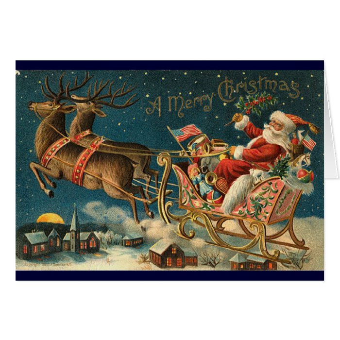 Victorian Christmas Card   Santa