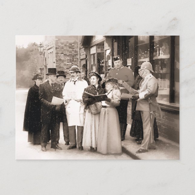 VICTORIAN CHRISTMAS CAROL SINGERS HOLIDAY POSTCARD (Front)