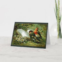Victorian Christmas Caroling Birds Christmas Card