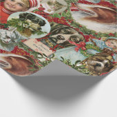Victorian Christmas Cats And Dogs Scrap Collage Wrapping Paper (Corner)