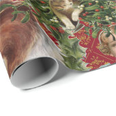 Victorian Christmas Cats And Dogs Scrap Collage Wrapping Paper (Roll Corner)