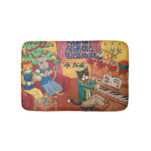 Victorian Christmas Cats  Bath Mat