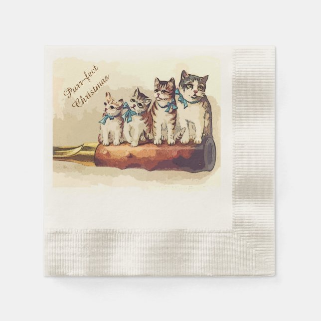 Victorian Christmas Cats Napkins (Front)
