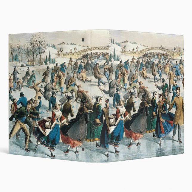 Victorian Christmas Central Park Currier & Ives 3 Ring Binder (Background)