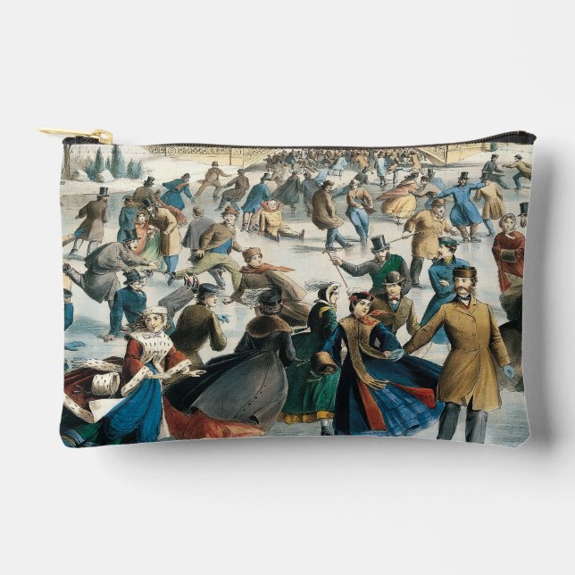 Victorian Christmas Central Park Currier & Ives Accessory Pouch (Front)