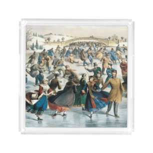 Victorian Christmas Central Park Currier & Ives Acrylic Tray