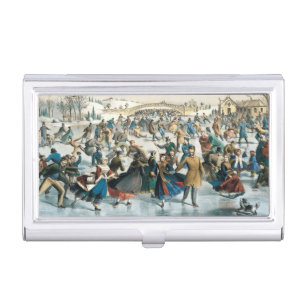 Victorian Christmas Central Park Currier & Ives Business Card Case