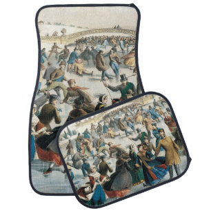 Victorian Christmas Central Park Currier & Ives Car Floor Mat