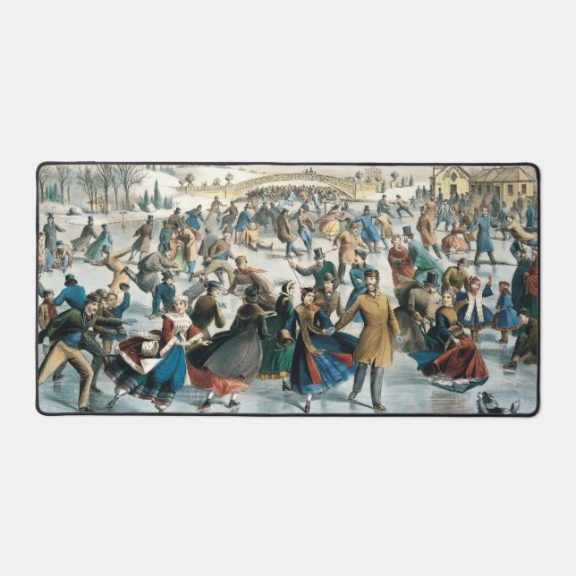 Victorian Christmas Central Park Currier & Ives Desk Mat (Front)