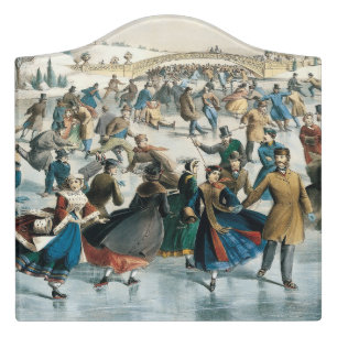 Victorian Christmas Central Park Currier & Ives Door Sign