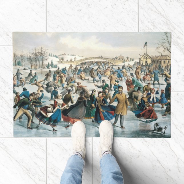 Victorian Christmas Central Park Currier & Ives Doormat (Indoor)