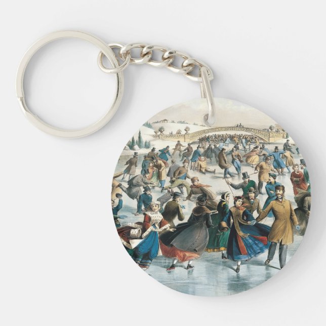 Victorian Christmas Central Park Currier & Ives Keychain (Front)