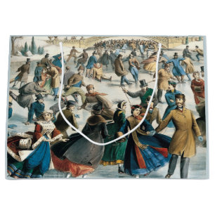 Victorian Christmas Central Park Currier & Ives Large Gift Bag