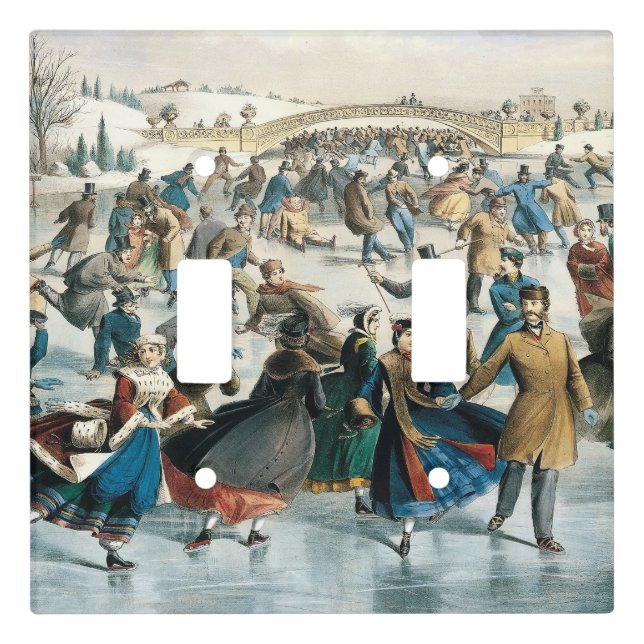 Victorian Christmas Central Park Currier & Ives Light Switch Cover (Front)