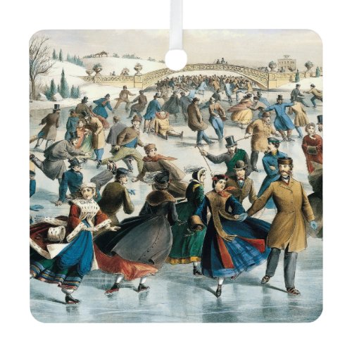 Victorian Christmas Central Park Currier &amp; Ives Metal Ornament