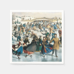 Victorian Christmas Central Park Currier & Ives Napkins