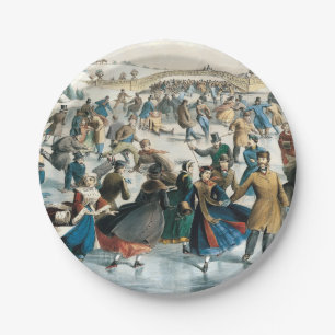 Victorian Christmas Central Park Currier & Ives Paper Plates