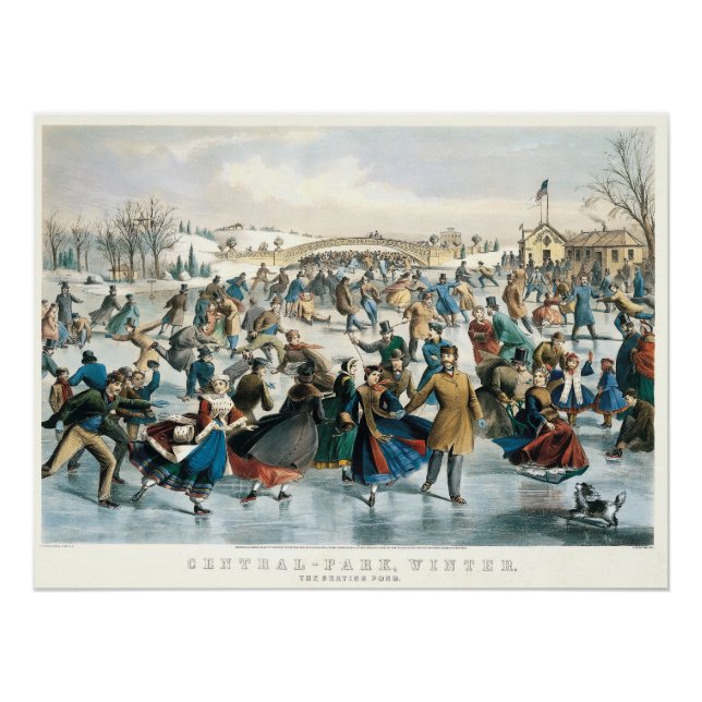 Victorian Christmas Central Park Currier & Ives Poster (Front)