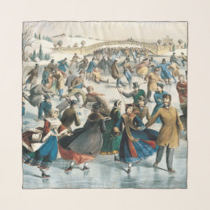 Victorian Christmas Central Park Currier & Ives Scarf