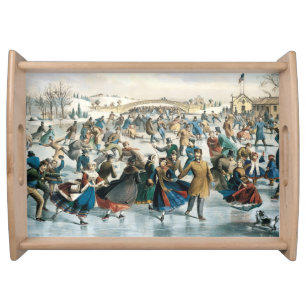 Victorian Christmas Central Park Currier & Ives Serving Tray