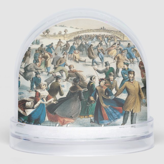 Victorian Christmas Central Park Currier & Ives Snow Globe (Front)